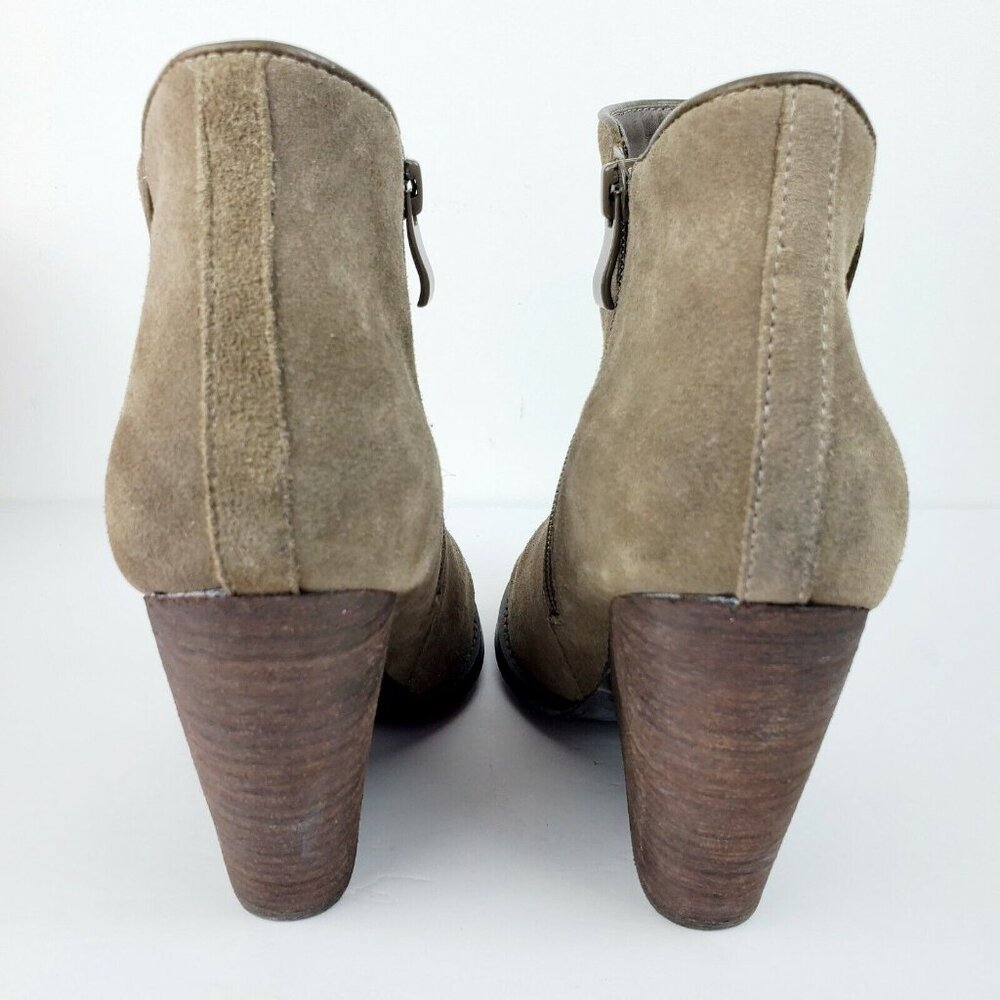 Very Volatile Whitby Boots Khaki Distressed Suede Leather Wedge Booties Sz 10 - Picture 6 of 12